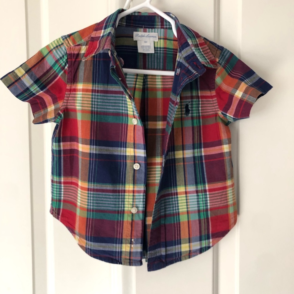 BabyBoys Short-Sleeve Plaid Stretch Poplin Shirt
